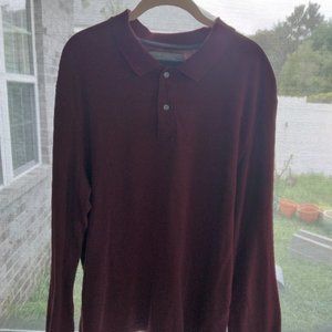 NWOT Men's St. John's Bay Burgundy Brushed Cotton Polo Style Long Sleeve Top L